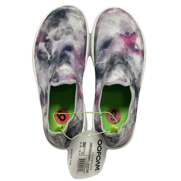 NEW Oofos Womens Size 6 OOmg Eezee Slip On Sport Recovery Shoes Tie Dye Pink - Picture 6 of 8